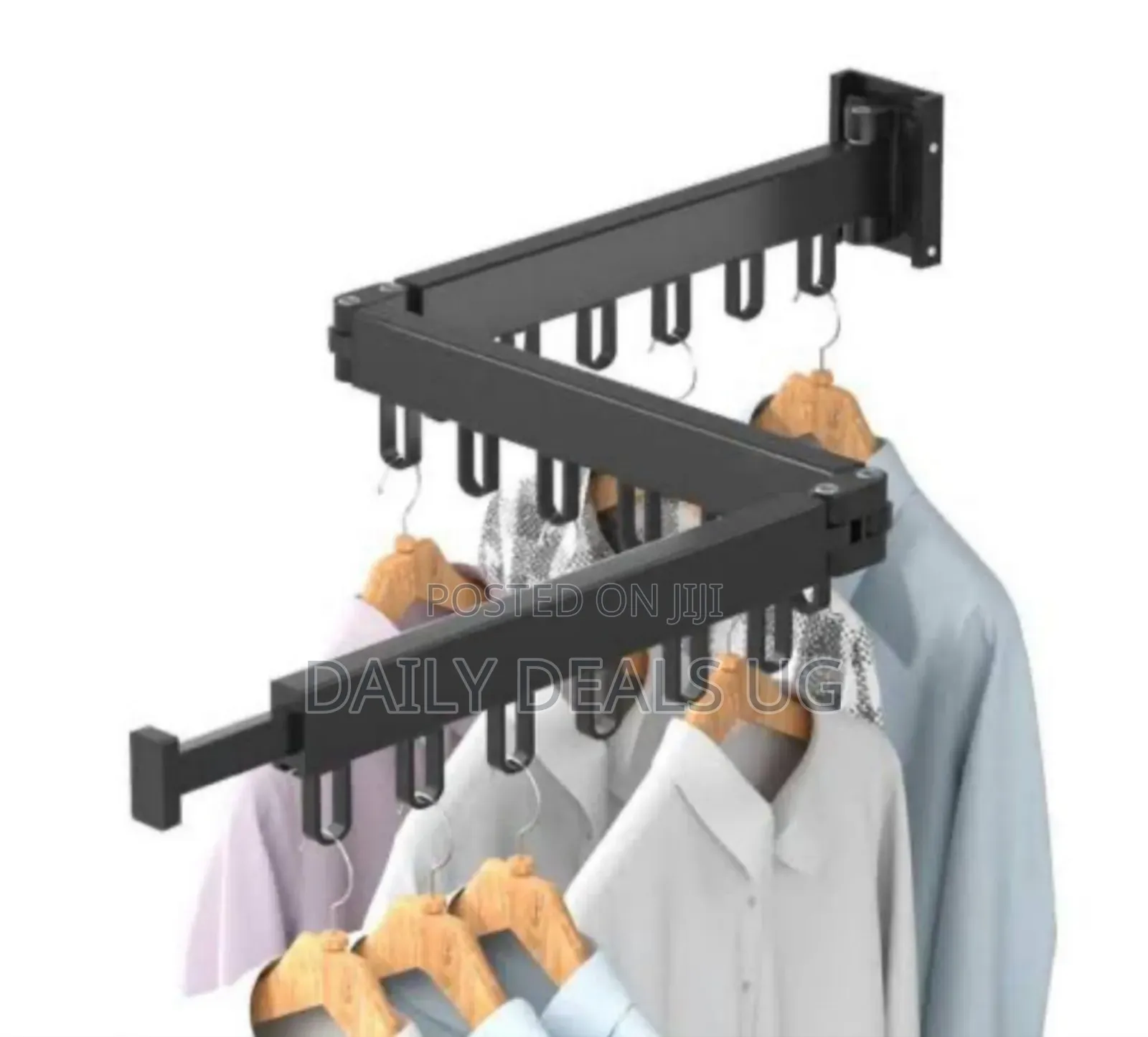Foldable, Wall-Mounted Clothes Rack Features Multiple Hooks