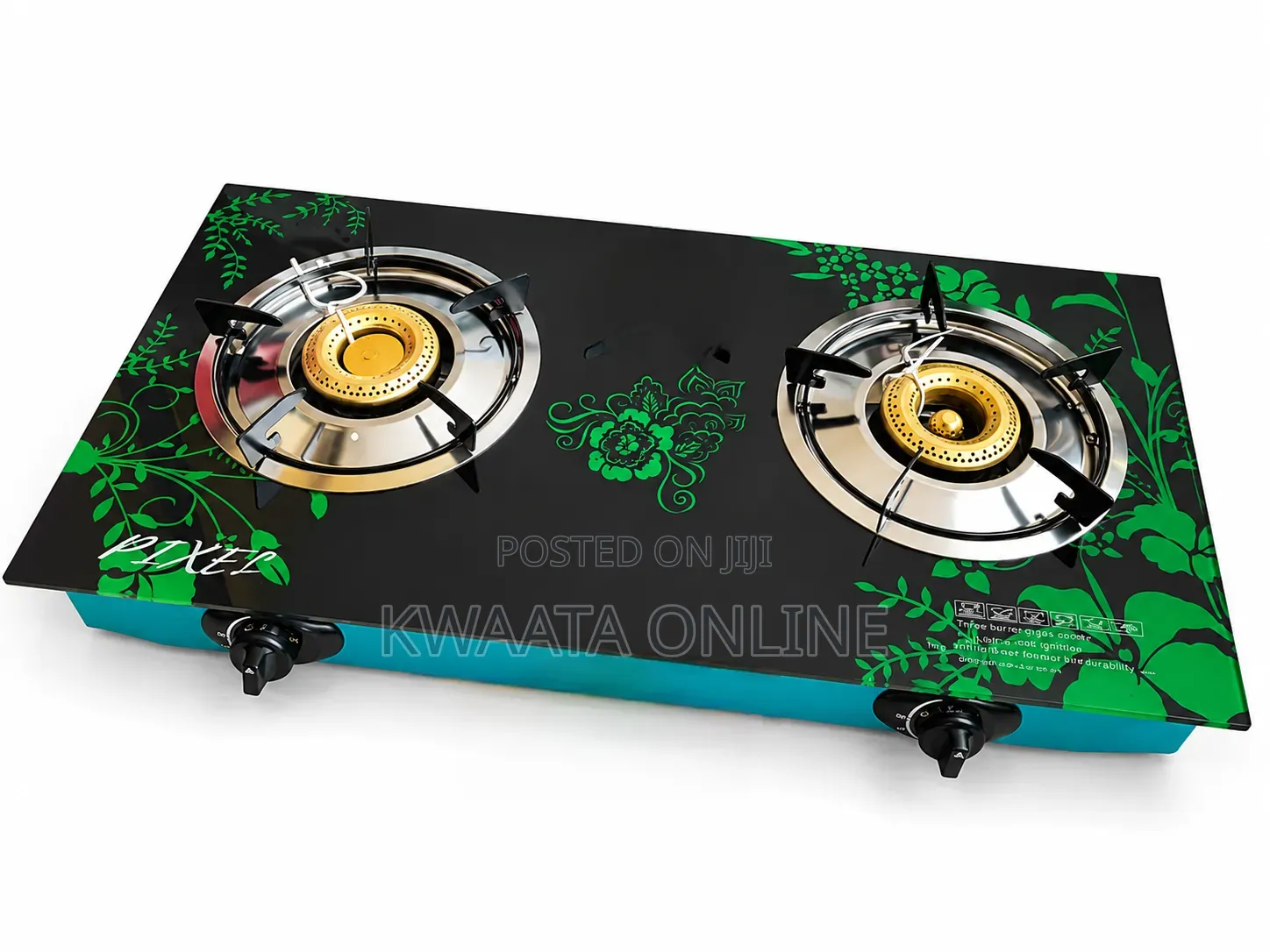 Pixel Double Gas Burner Tempered Glass Gas Stove