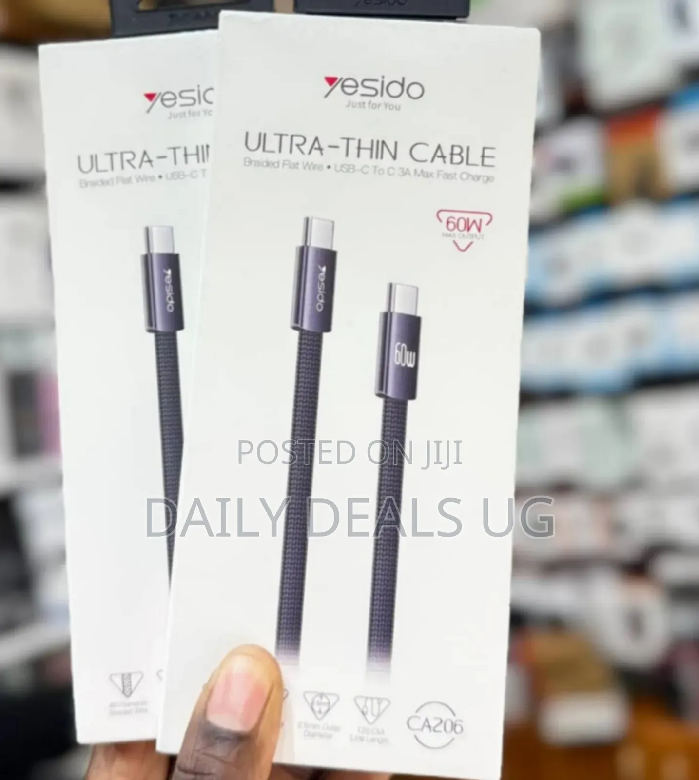 Yesido Ultra Thin Cable C to C 60w Max Output Cable