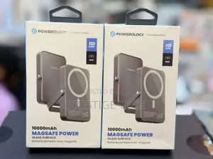 Powerology 10000mah Magsafe Power Bank, Built-in Stand, Glass Surface