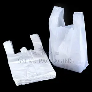 4 Bundles of White Polythene Bags White Size 15