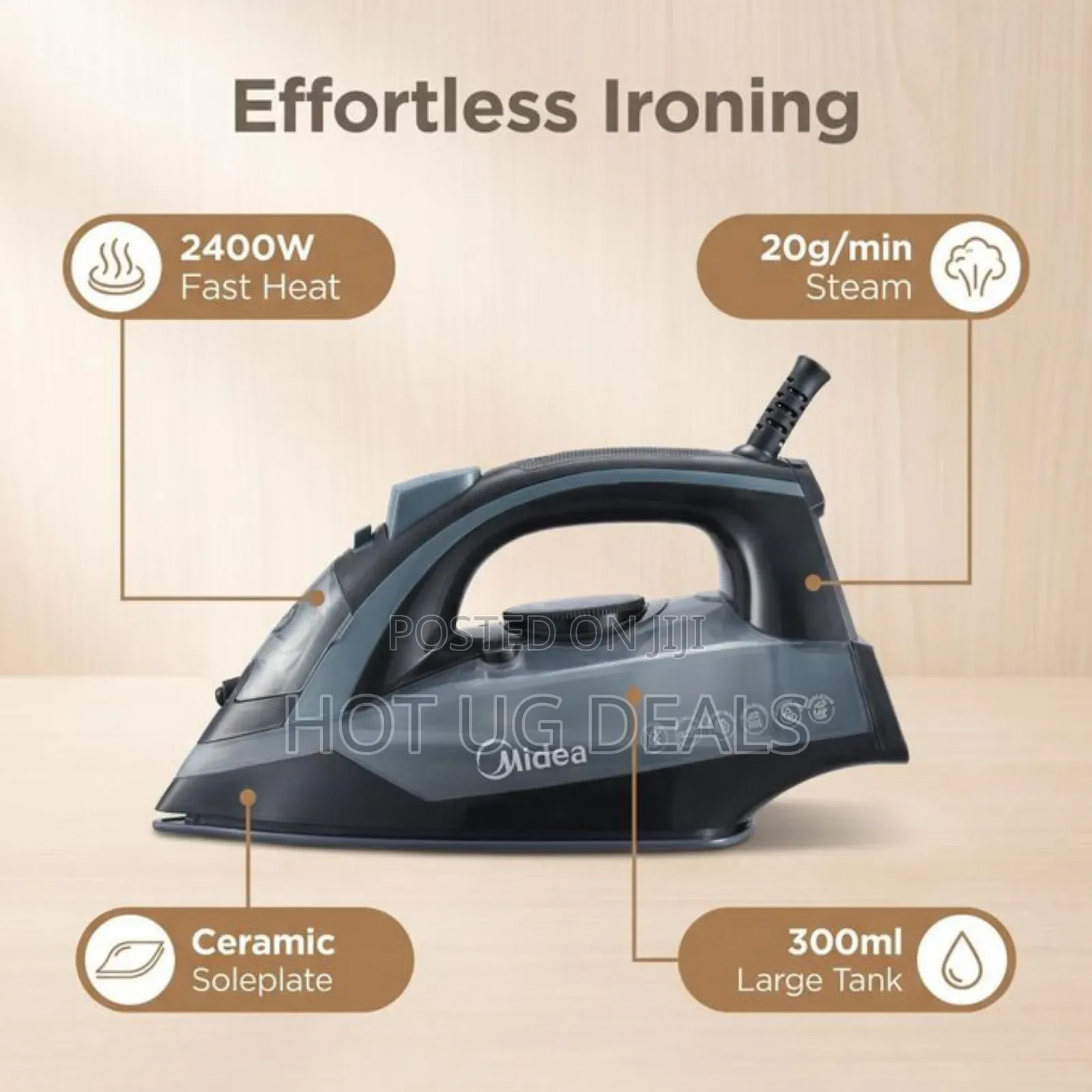 Midea. Steam Iron 2000-2400w - Grey