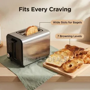 Midea 2 Slice Stainless Steel Toaster- Silver Black