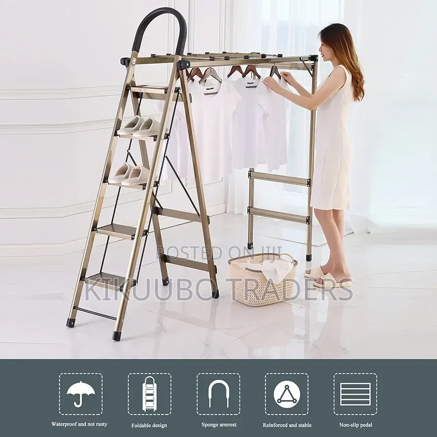 Foldable 4-Step Ladder Clothes Drying Laundry Rack