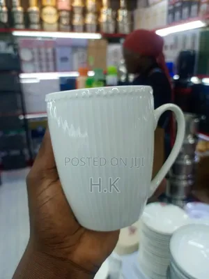 12pcs Ribbed White Ceramic Coffee or Tea Mug
