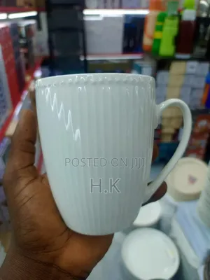 12pcs Ribbed White Ceramic Coffee or Tea Mug