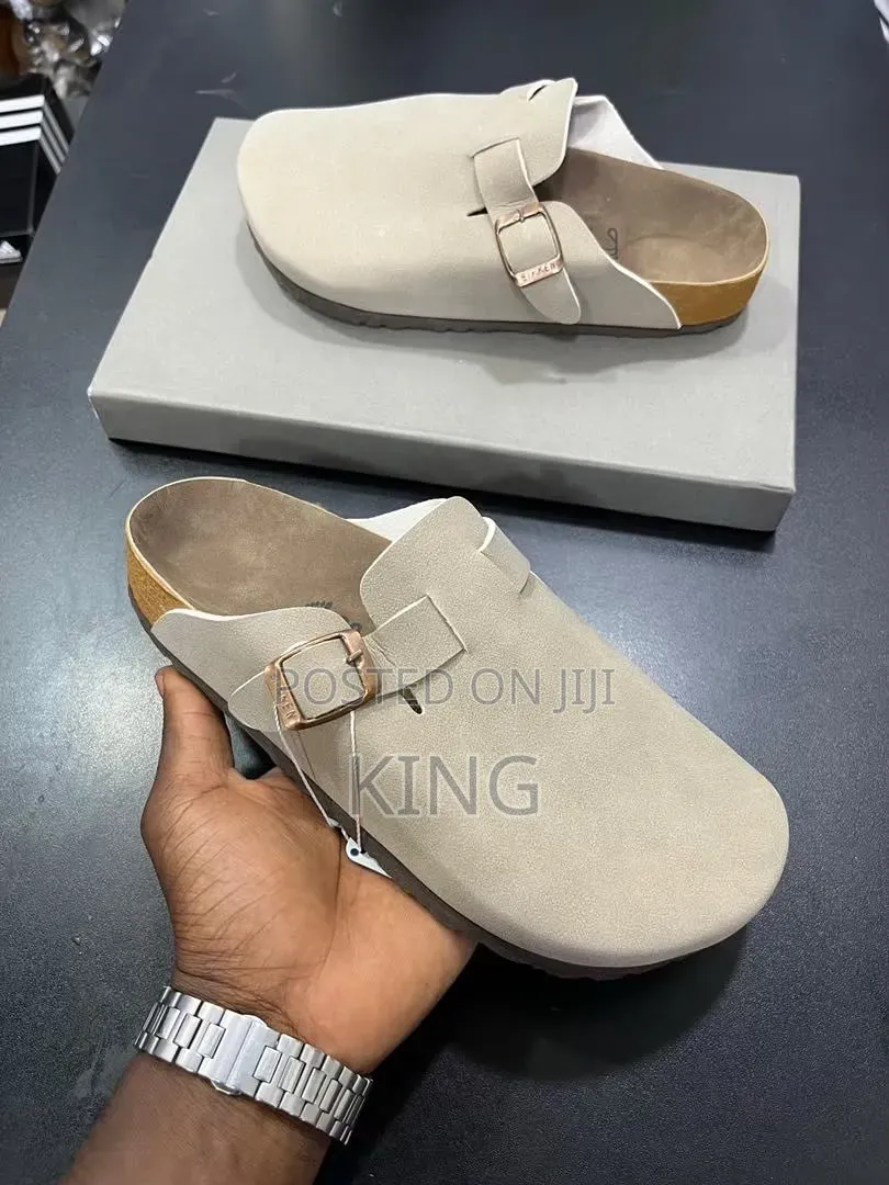 Birkenstock Boston Clogs in Suede With Buckle Strap