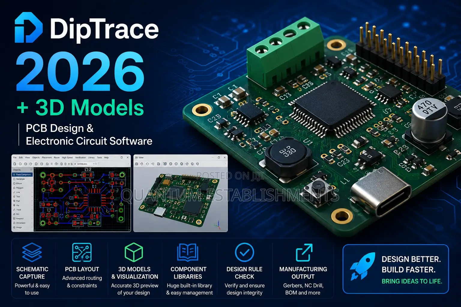 Diptrace 2026 + 3d Models | PCB Design and Electronic Circuit Software
