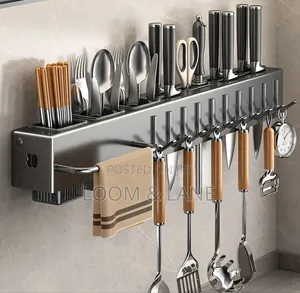 Modern Matte Black Multifunctional Kitchen Utensil Rack