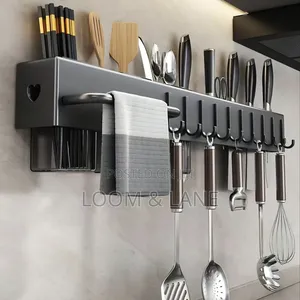 Modern Matte Black Multifunctional Kitchen Utensil Rack