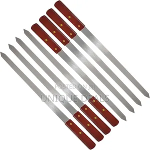 (8pcs) Flat Barbecue Skewers, Stainless Steel, 60 Cm
