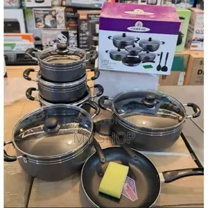 Tornado 17 Piece Non-Stick Saucepan Cookware Pots, Black