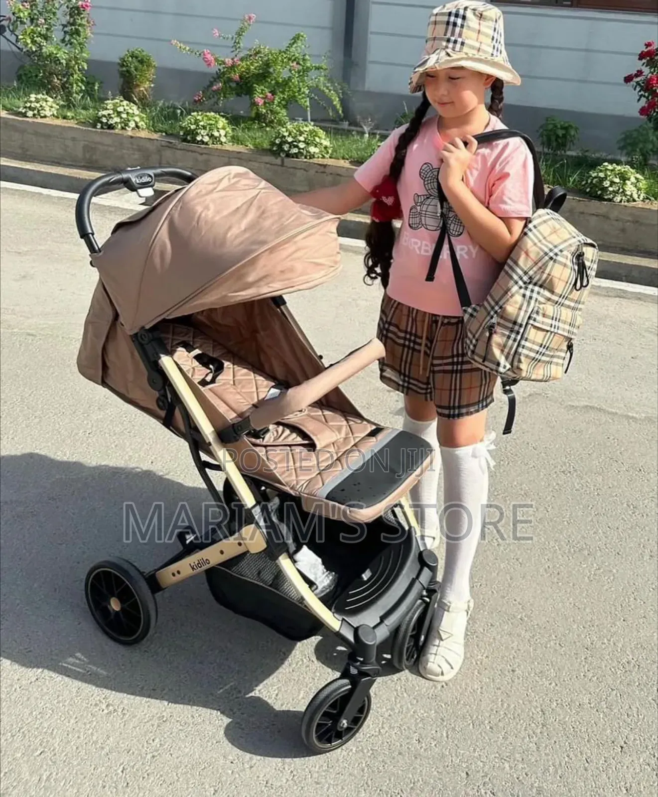 Kidilomodern Lightweight Baby Stroller Ina Khaki Canopy