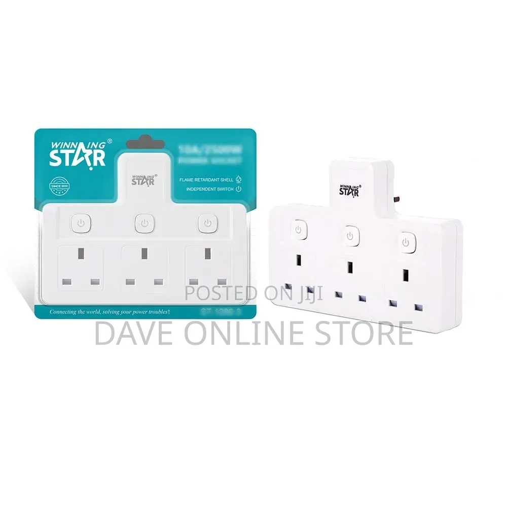 Winning Star Uk Plug Extension Socket – 3 Outlets, 2500w, 10a,