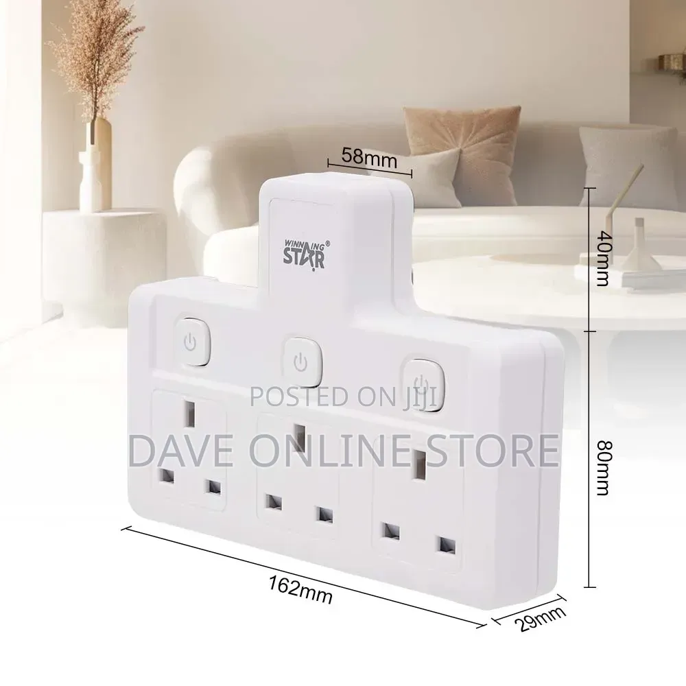 Winning Star Uk Plug Extension Socket – 3 Outlets, 2500w, 10a,
