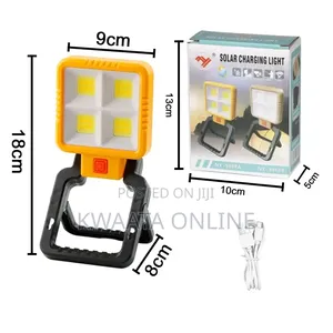 Solar Rechargeable Led Work Light With Adjustable Foldable Stand Lamp