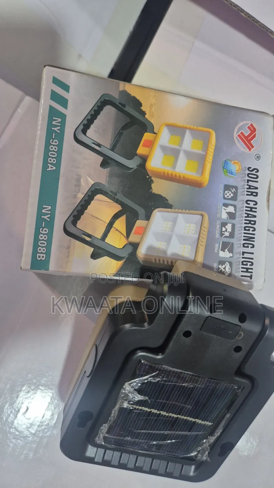 Solar Rechargeable Led Work Light With Adjustable Foldable Stand Lamp