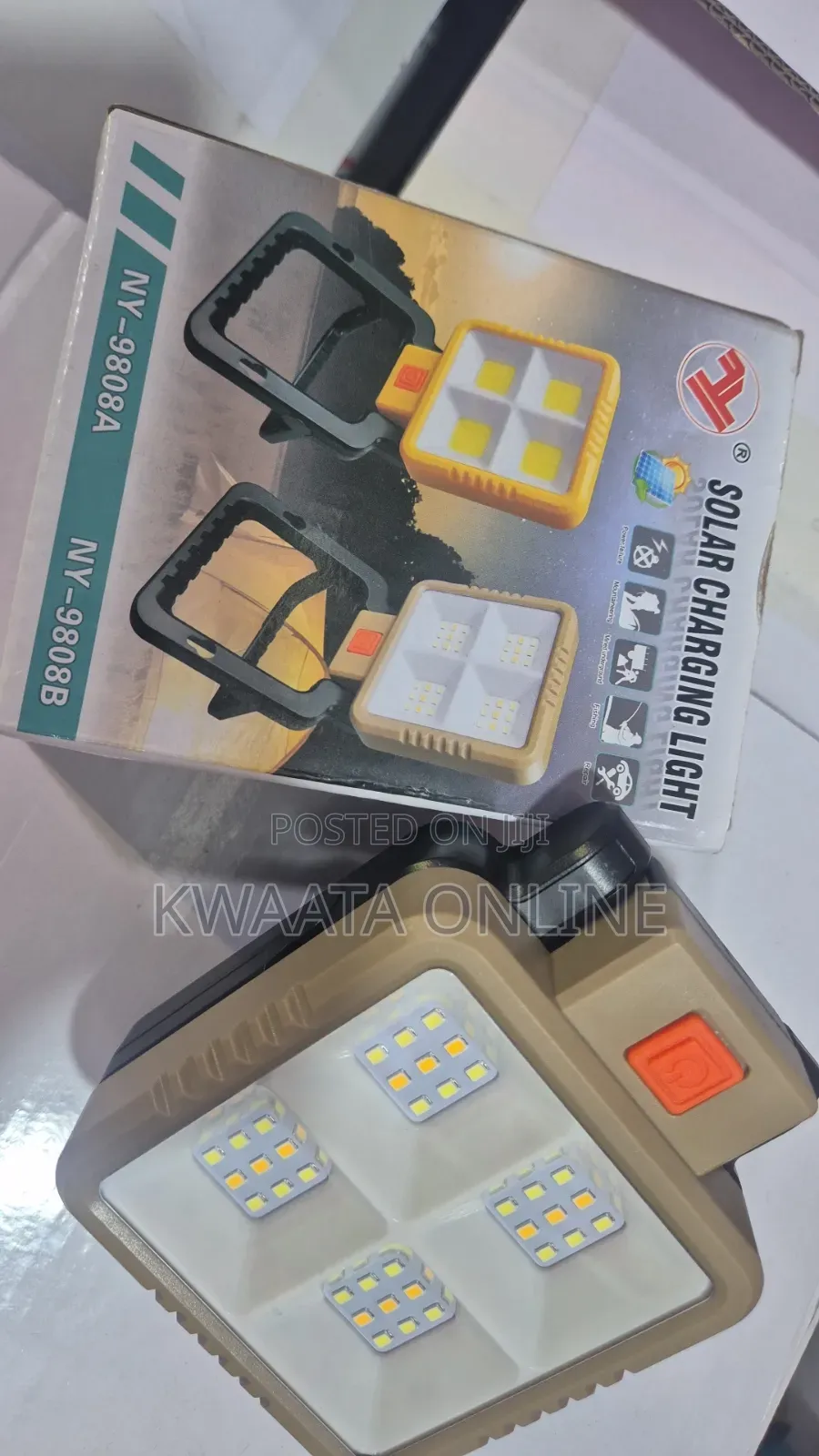 Solar Rechargeable Led Work Light With Adjustable Foldable Stand Lamp
