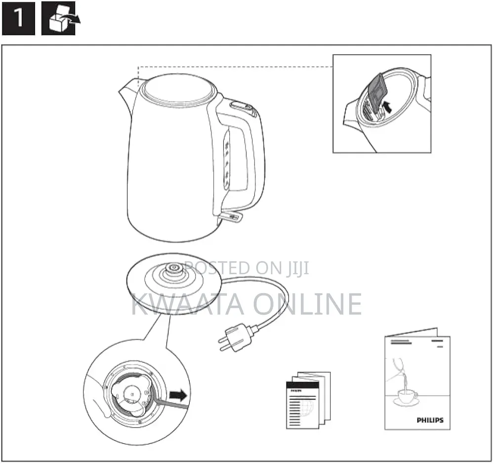 1.7ltrs Philips Electric Kettle - Pirouette Base, 3000 Series