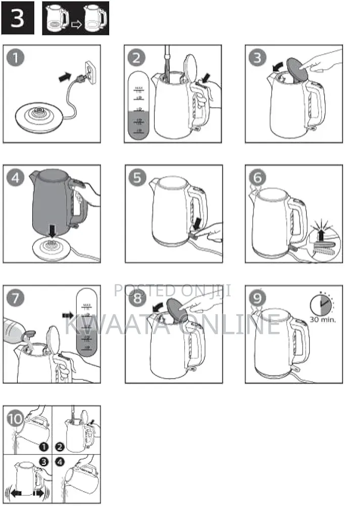 1.7ltrs Philips Electric Kettle - Pirouette Base, 3000 Series