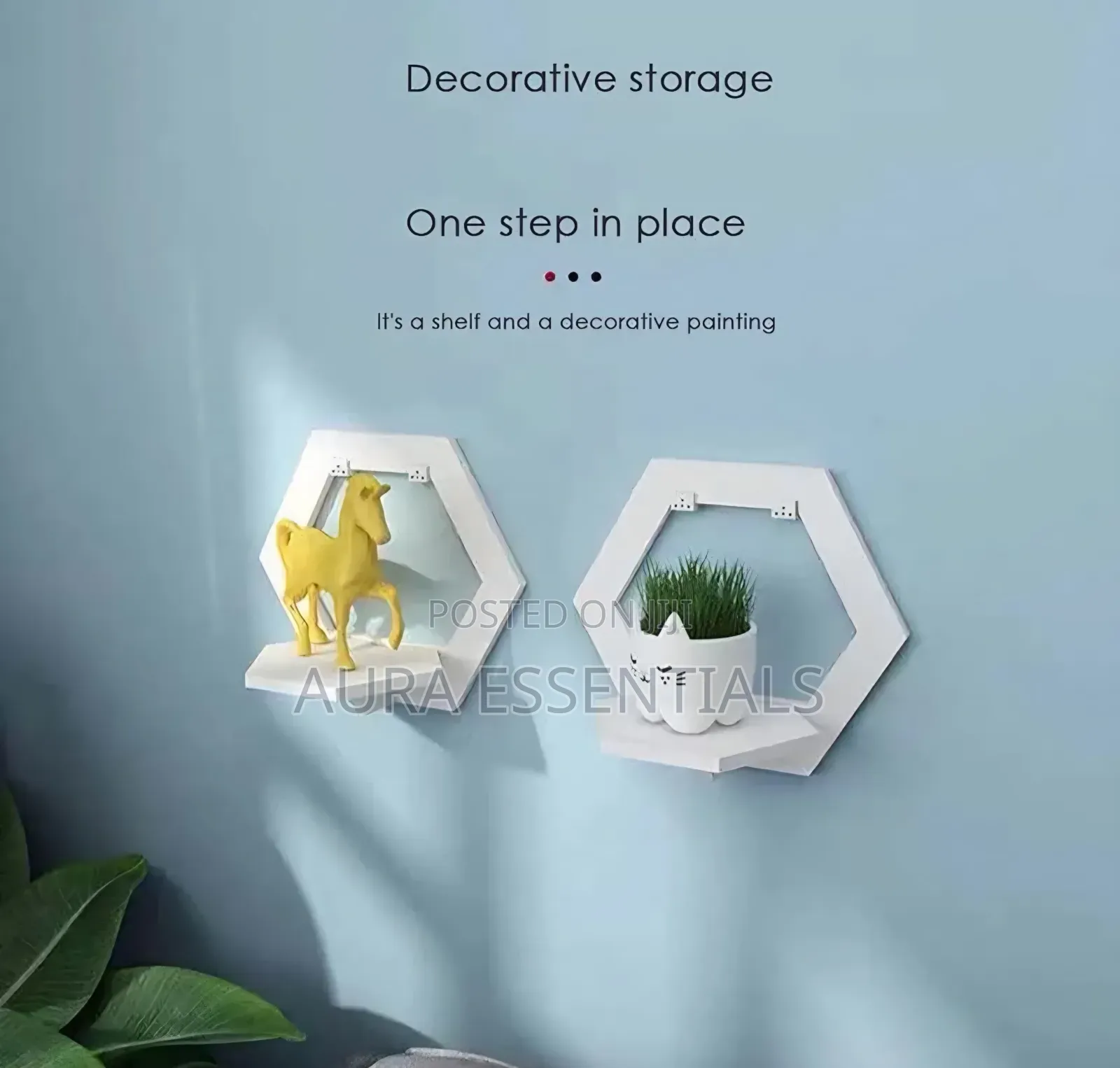 White Geometric Floating Wall Shelf