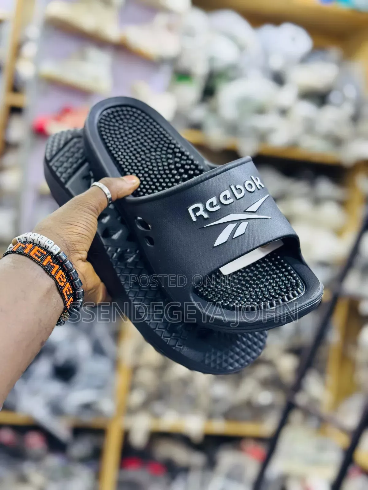 Olive Reebok Massage Slides