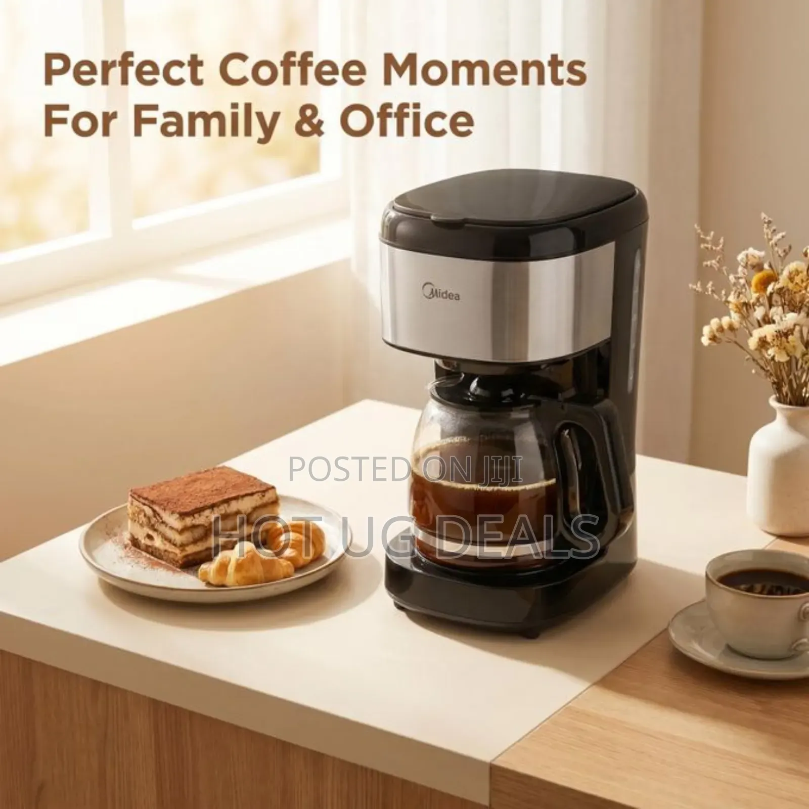 Midea 1.5l 12-Cup, Touchscreen, Drip Coffee Maker (Ma-D1502w2m )-Black