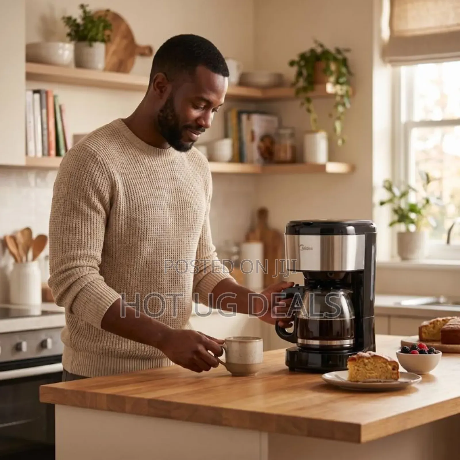 Midea 1.5l 12-Cup, Touchscreen, Drip Coffee Maker (Ma-D1502w2m )-Black