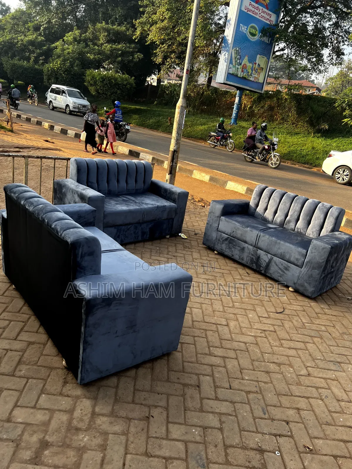 6 Seaters Plain Sofa Set