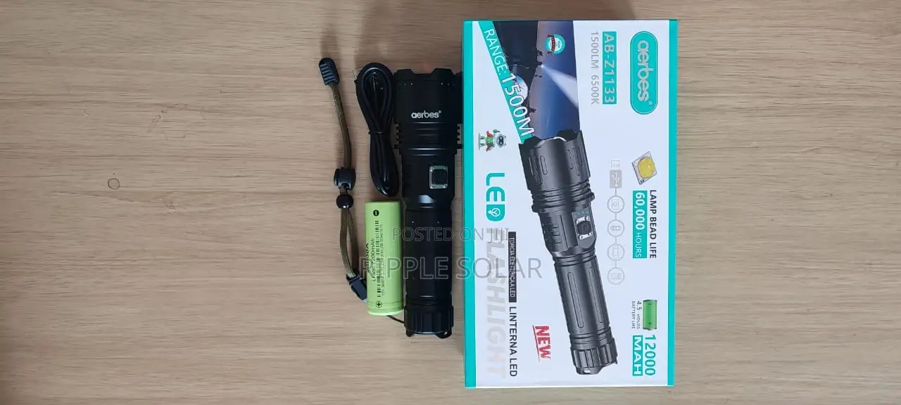 Aerbes Ab-Z1133 Rechargeable Led Flashlight 12000mah Zoom Torch