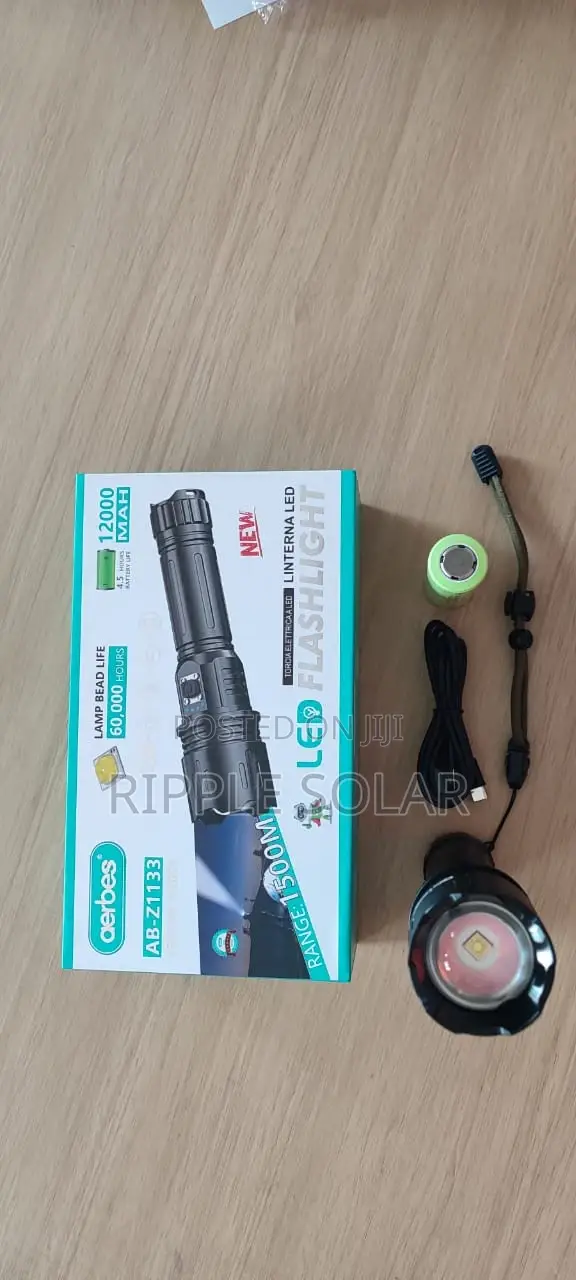 Aerbes Ab-Z1133 Rechargeable Led Flashlight 12000mah Zoom Torch