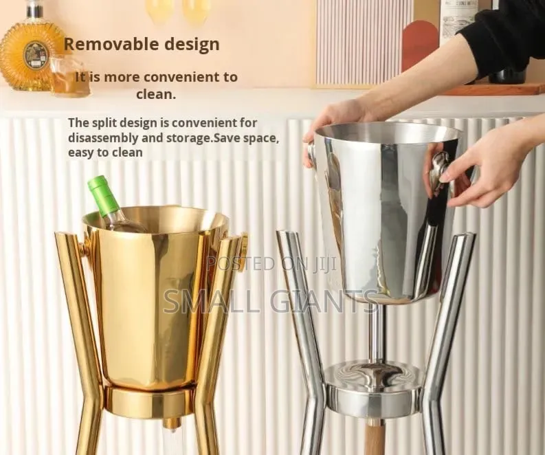 Stainless Steel Ice Bucket With Stand