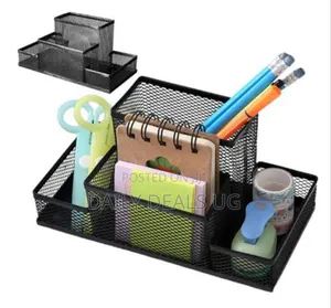 4-Tier Black Mesh Metal Desk Organizer
