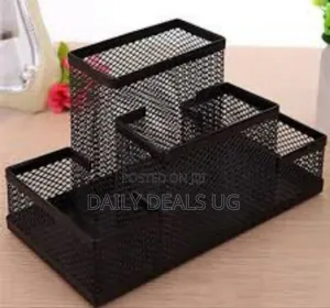 4-Tier Black Mesh Metal Desk Organizer