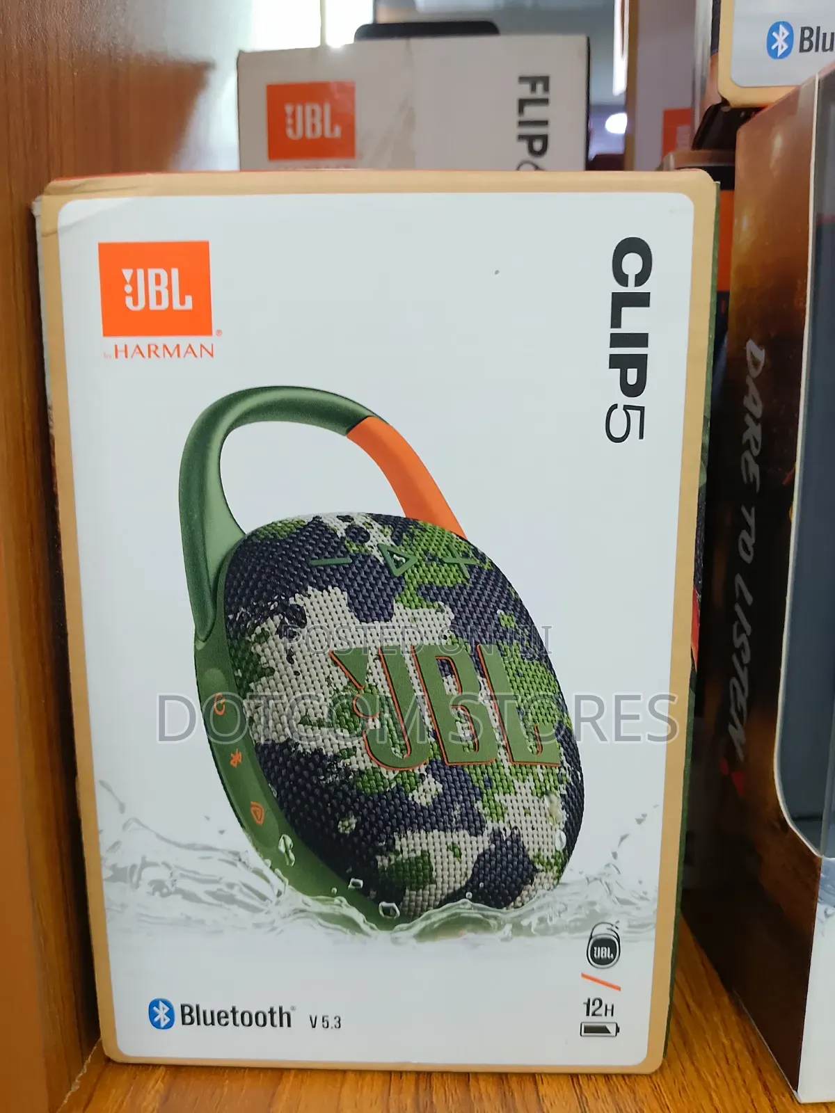 JBL Clip 5 Waterproof Portable Bluetooth Speaker.