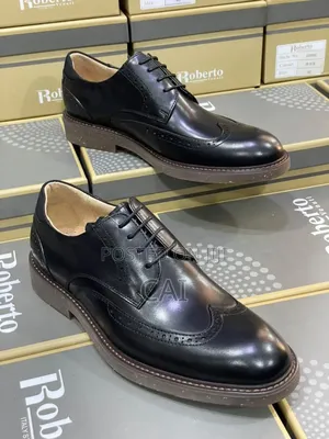Black Leather Wingtip Brogue Shoes