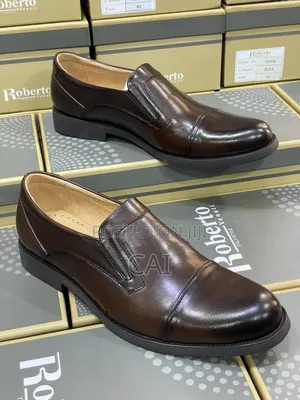 Franco Banetti Brown Leather Cap Toe Slip-on Dress Shoes