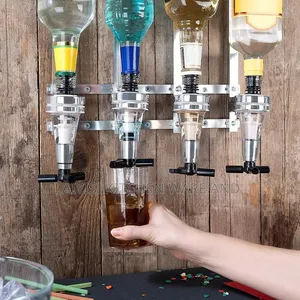 4 Bottles Beverage Bar Butler Drink Shot Tapper Dispenser Wall Mount
