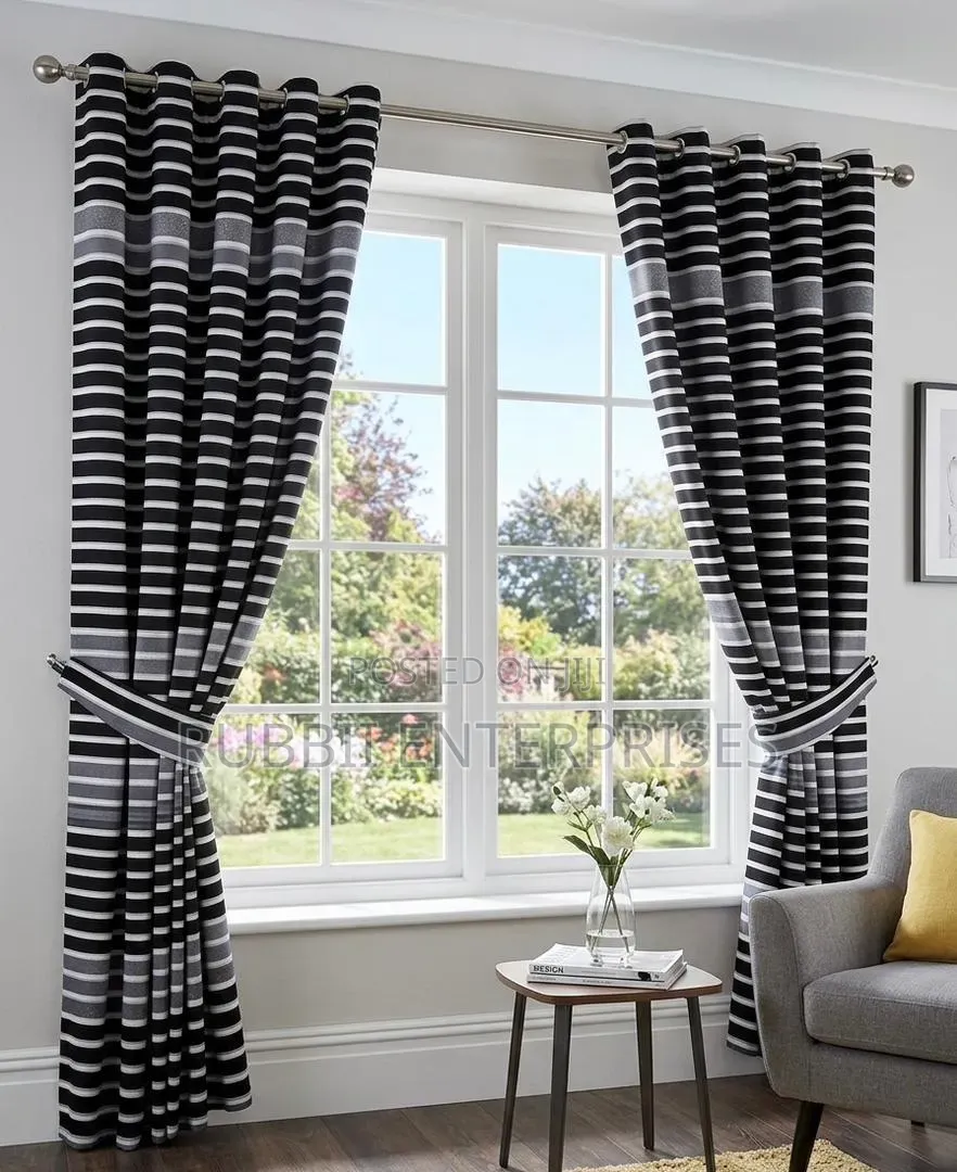 Curtains 2pcs ~ Black Cream