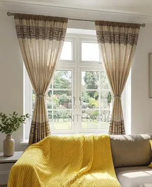 Curtains 2pc ~ Geometric Greek Brown Designs