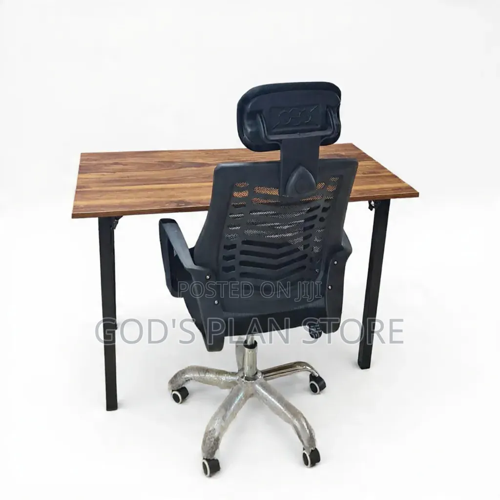 Ergonomic Headrest Office Chair and Table Set