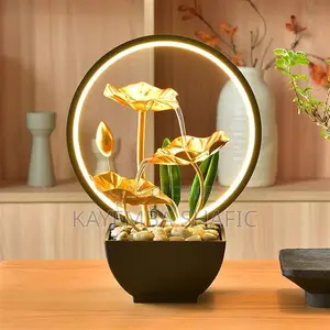 Luxury 3-Tier Tabletop Water Fountain With Led Ring Light