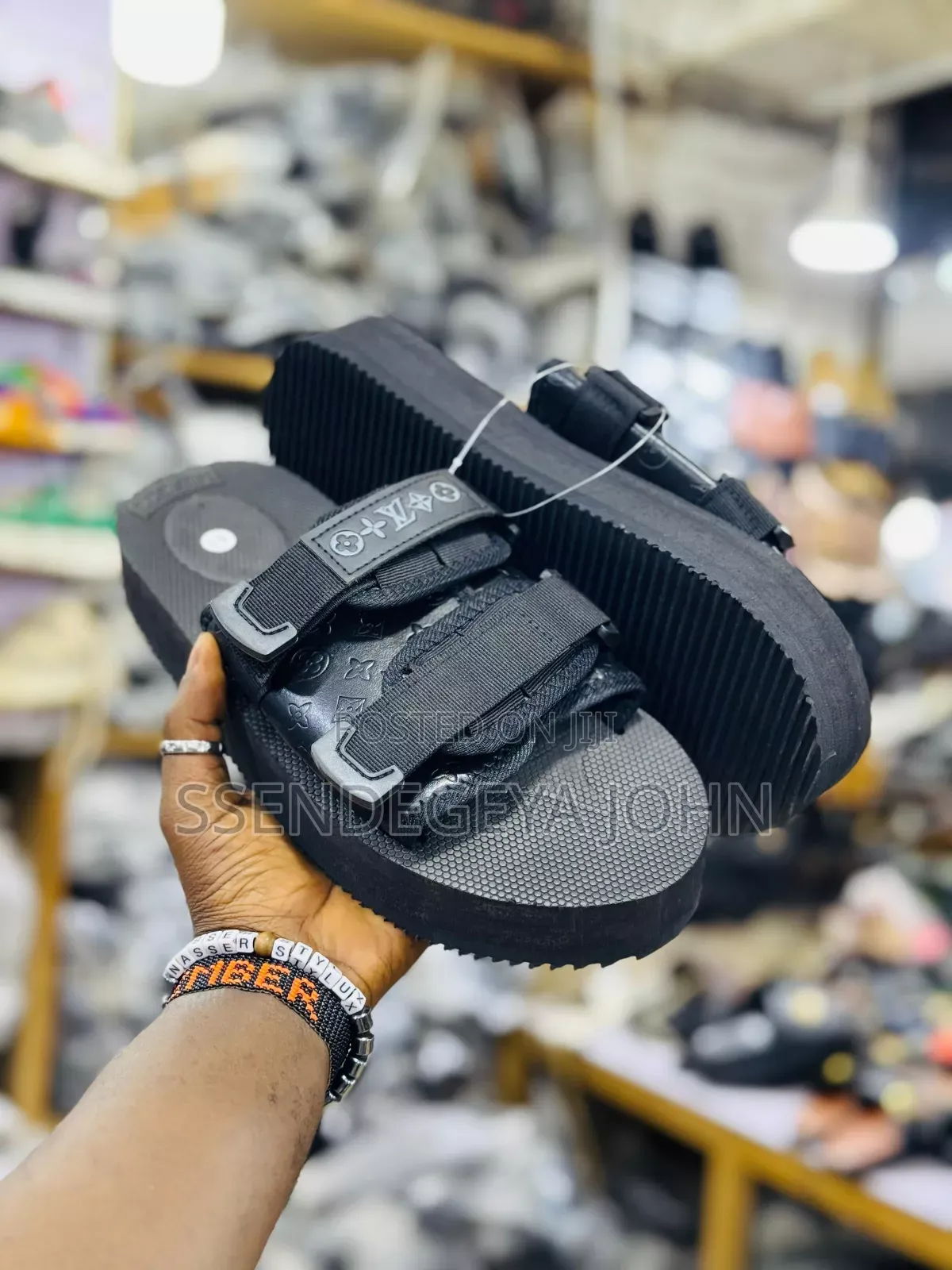Unisex Black Platform Sandals
