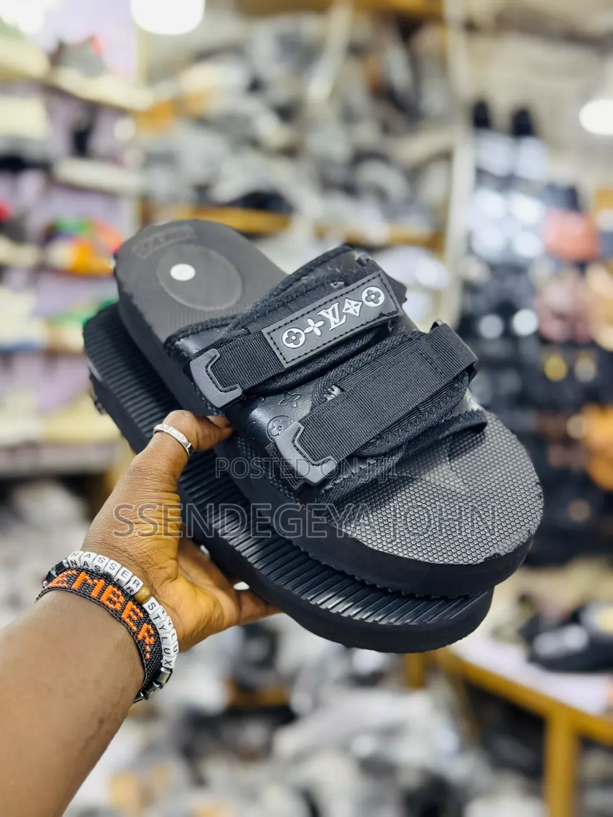 Unisex Black Platform Sandals