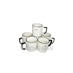6 Pieces of Self Design Line Tea Coffee Cups Mugs- Cream
