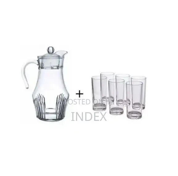 6 Drinking Glasses Plus 1 Glass Jug-Transparen