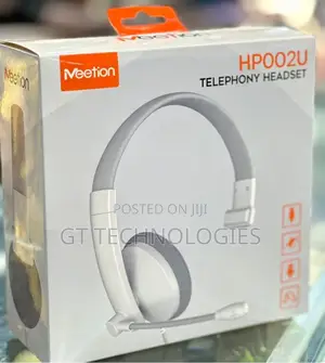 Meetion Hp002u Telephony Headset Featured in a White, Mono-Ear Design