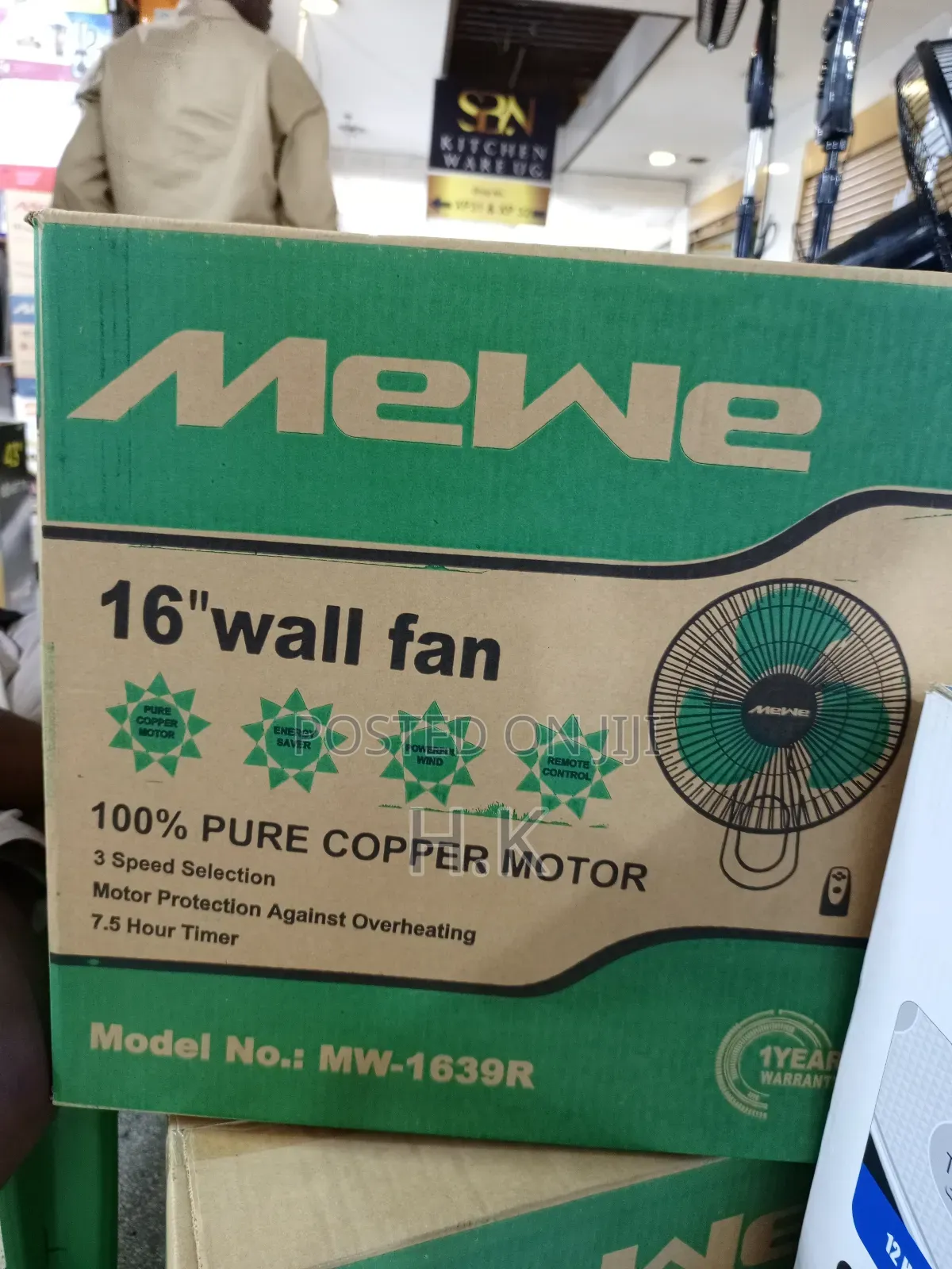 Mewe 16-Inch Wall Fan, Model Mw-1639r.