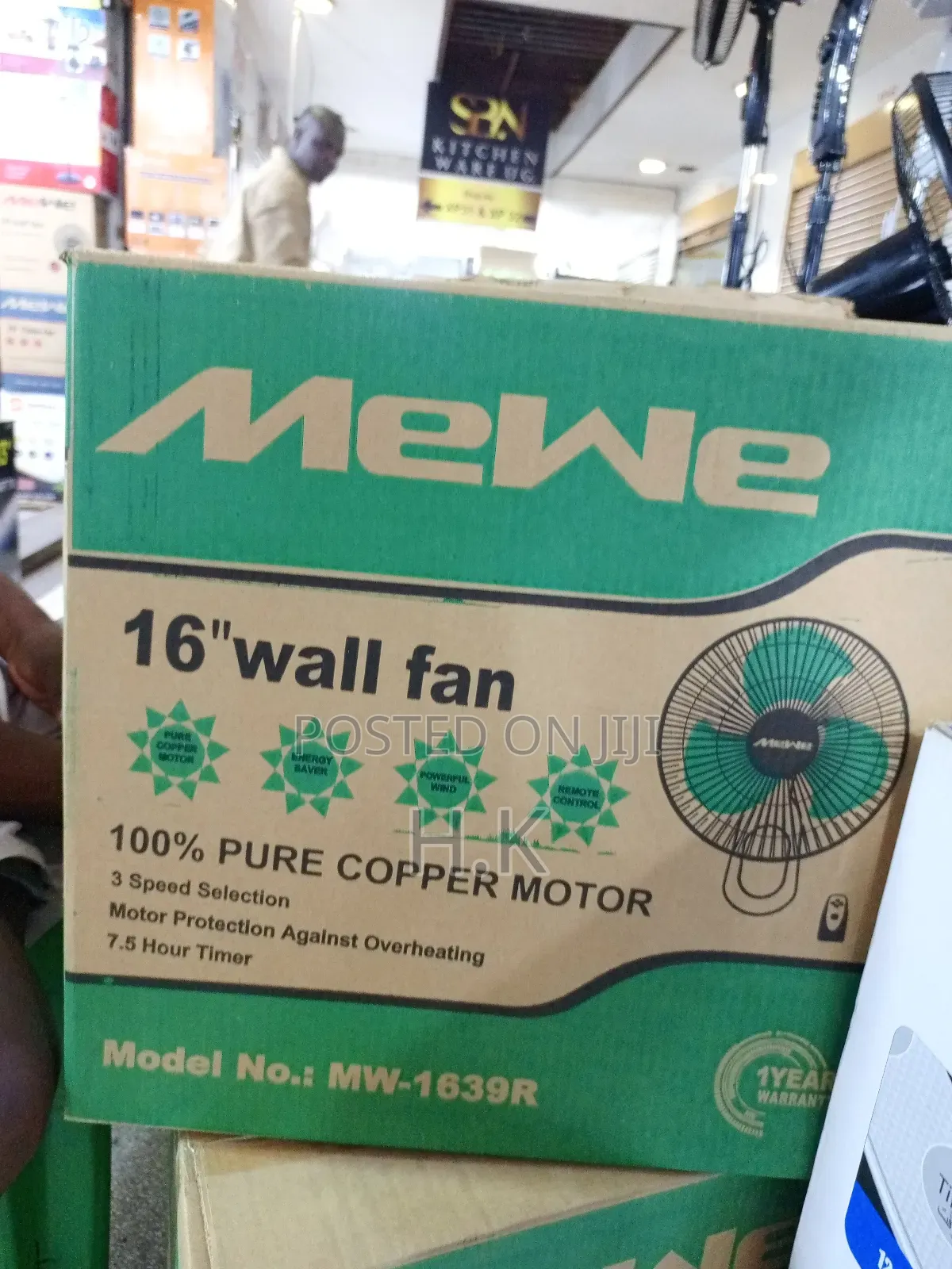 Mewe 16-Inch Wall Fan, Model Mw-1639r.