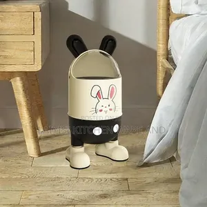 Rabbit-Shaped Trash Can With Lid Household Dust Bin, Black
